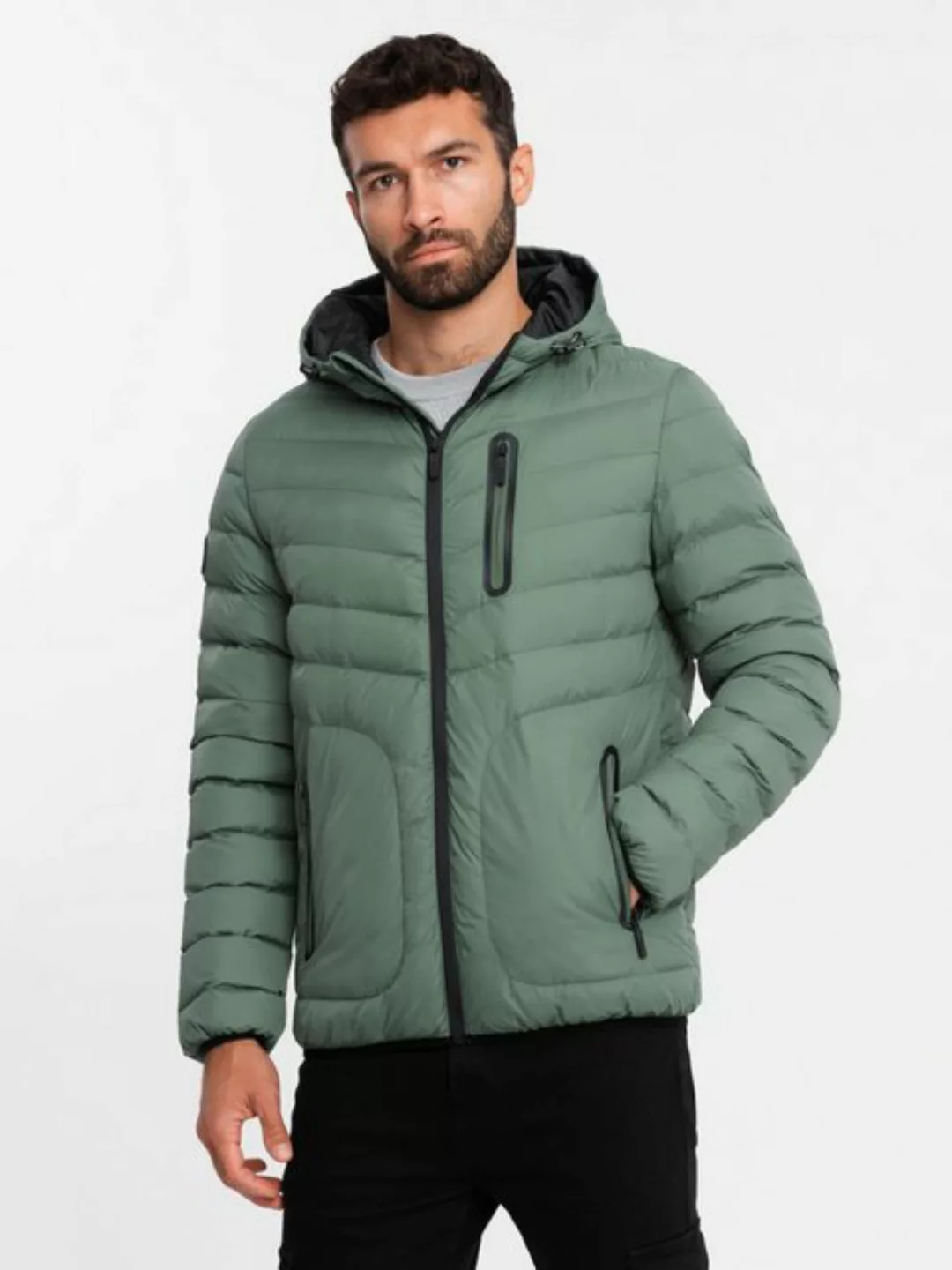 OMBRE Steppjacke Gesteppte Sportjacke für Herren mit kontrastierendem Reißv günstig online kaufen