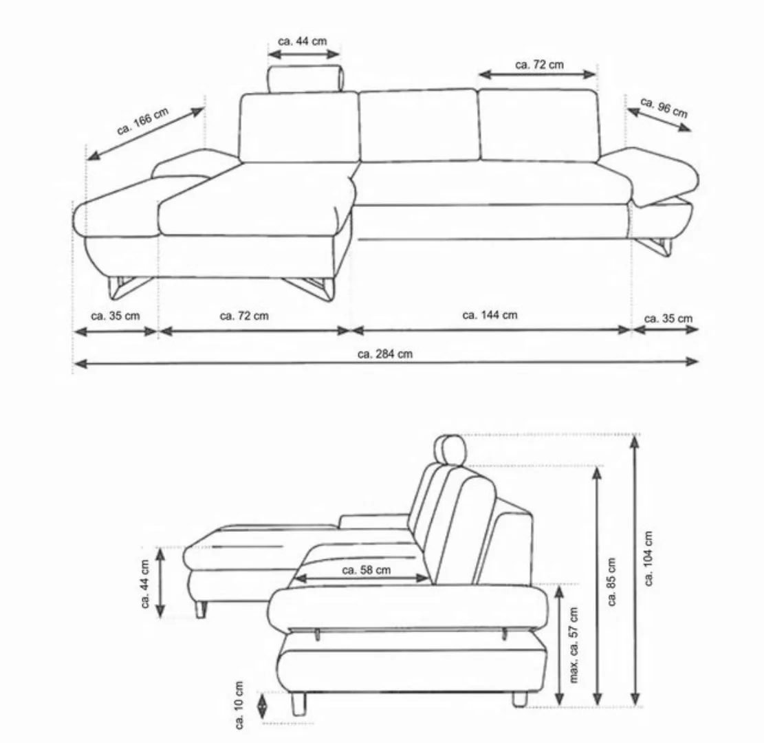 Design-Wohngalerie Sofa Ecksofa Halsta - Velourstoff Bordeaux, Recamiere li günstig online kaufen