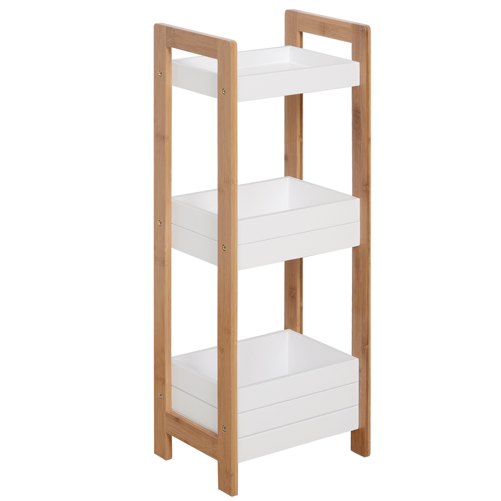 HOMCOM Badregal Korbregal aus Bambus Standregal Badezimmer Regal 3 Staufäch günstig online kaufen