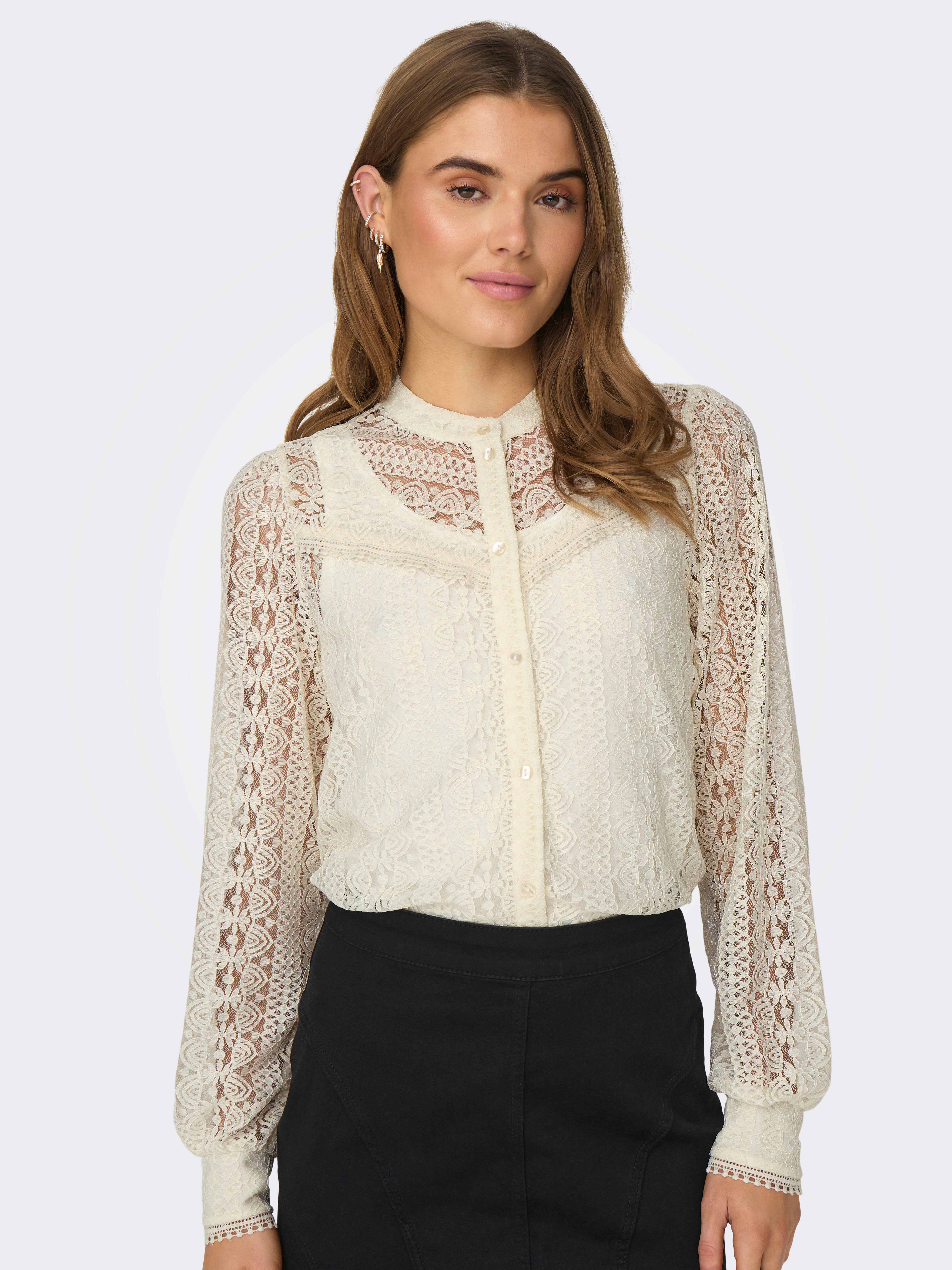 ONLY Spitzenbluse "ONLREBA LACE L/S SHIRT WVN NOOS" günstig online kaufen