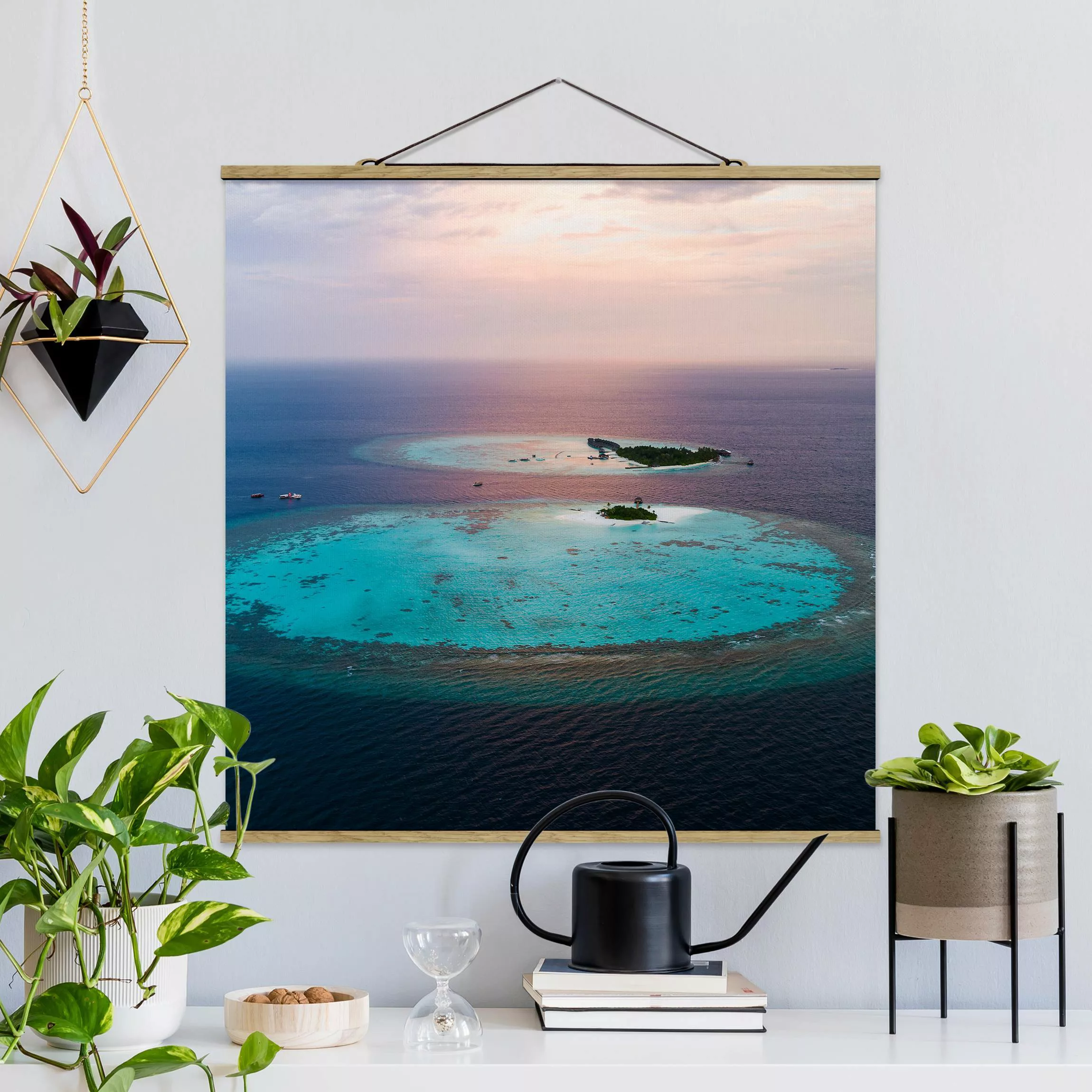 Stoffbild mit Posterleisten Paradies im Ozean günstig online kaufen