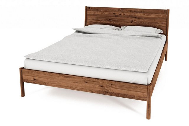 Natur24 Einzelbett Zola Bett Wildeiche massiv choco 160x200 mit Holzkopftei günstig online kaufen