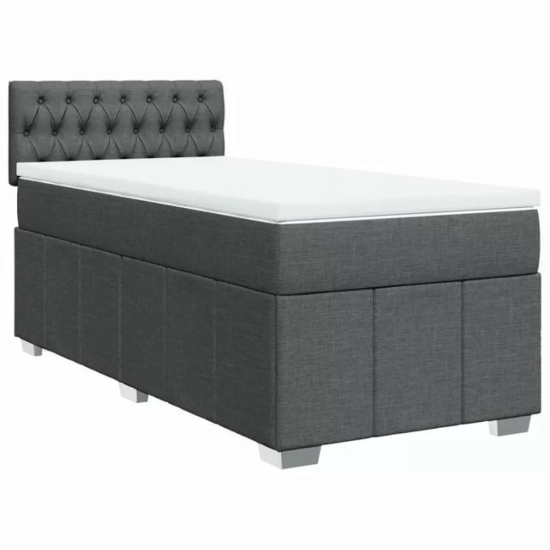 vidaXL Boxspringbett, Boxspringbett mit Matratze Dunkelgrau 90x190 cm Stoff günstig online kaufen