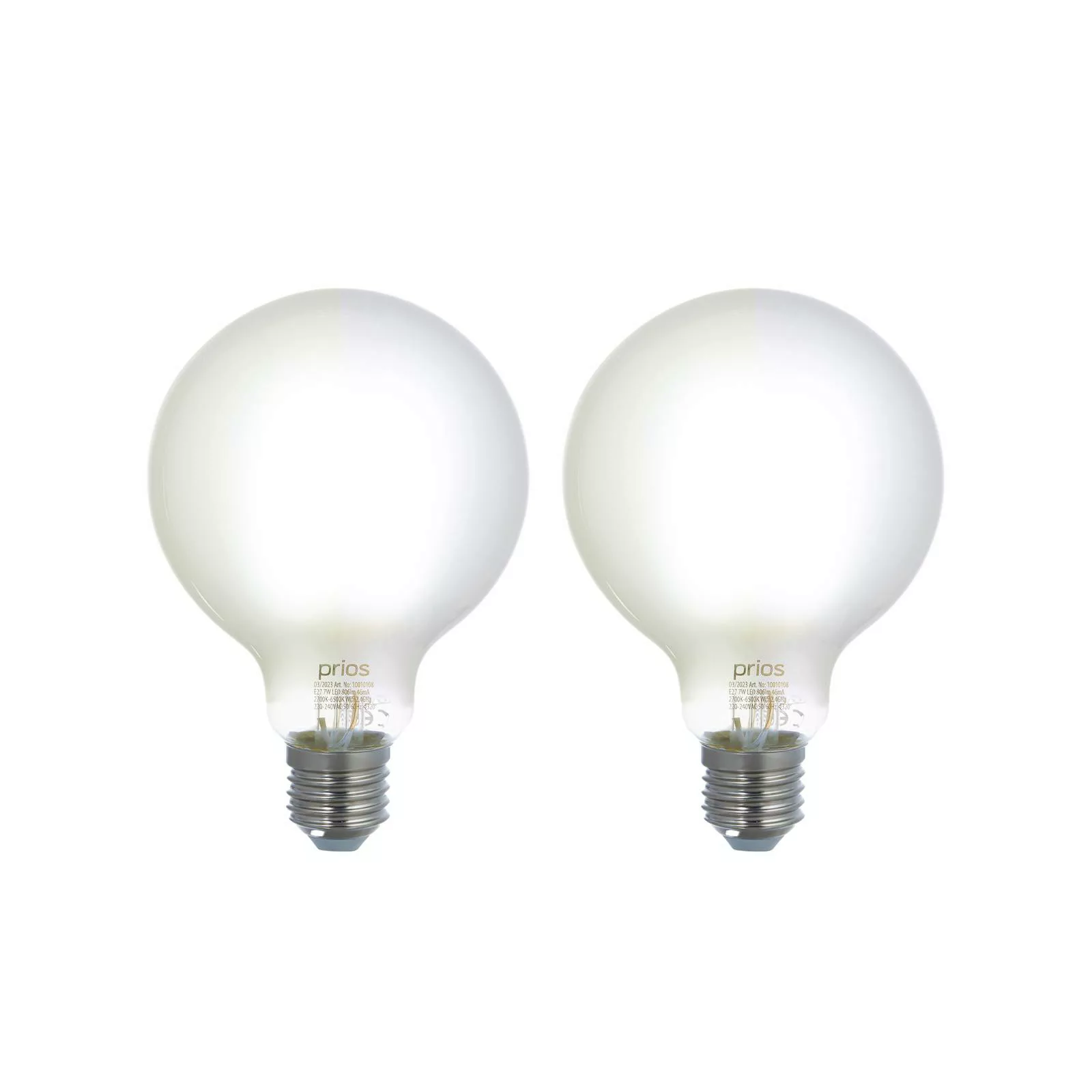 Prios Smart LED-Leuchtmittel 2er-Set E27 G95 7W matt Tuya günstig online kaufen