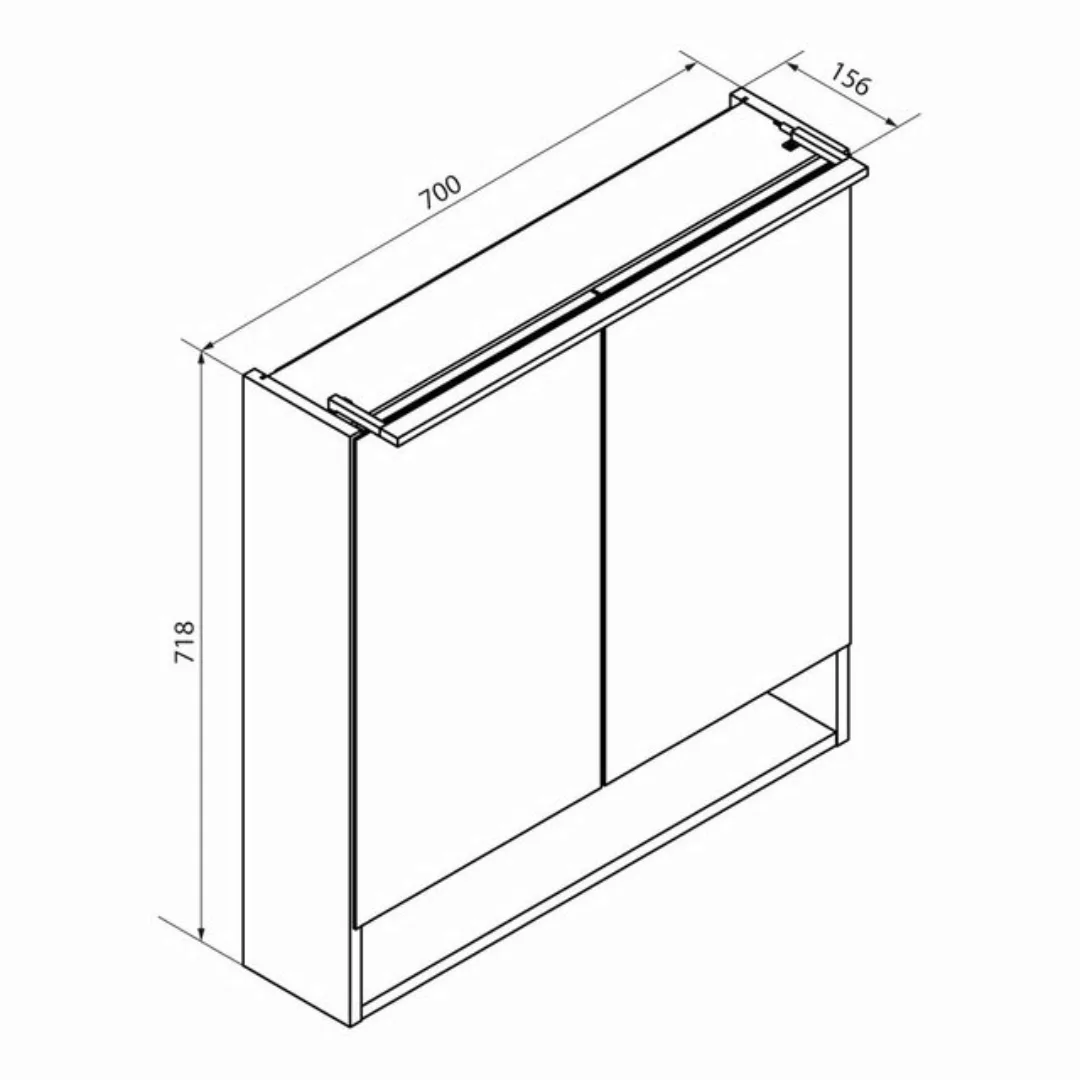 Fackelmann LED-Spiegelschrank B.Paris 70 x 71,8 cm Schwarz Matt-Rigoletto E günstig online kaufen