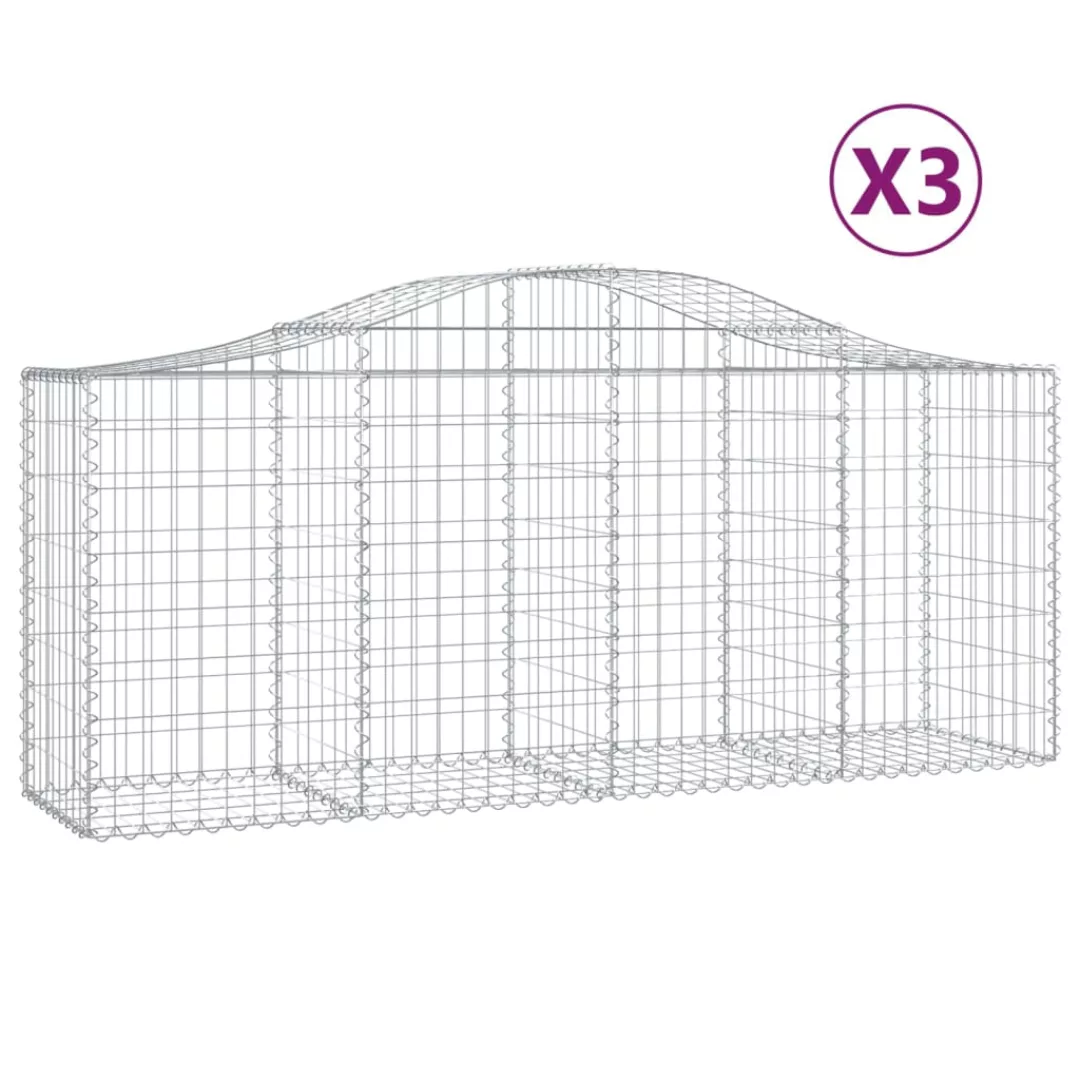 Vidaxl Gabionen Mit Hochbogen 3 Stk. 200x50x80/100 Cm Verzinktes Eisen günstig online kaufen