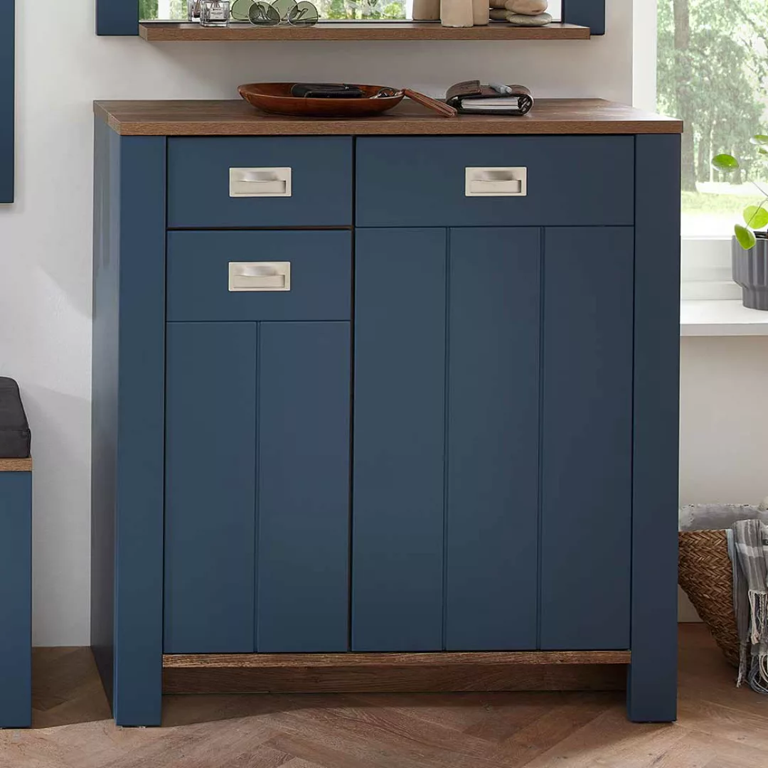 Garderobenschuhschrank blau im Landhausstil 105 cm hoch günstig online kaufen