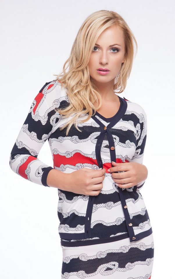 Passioni Cardigan Twinset mit nautischem Print günstig online kaufen