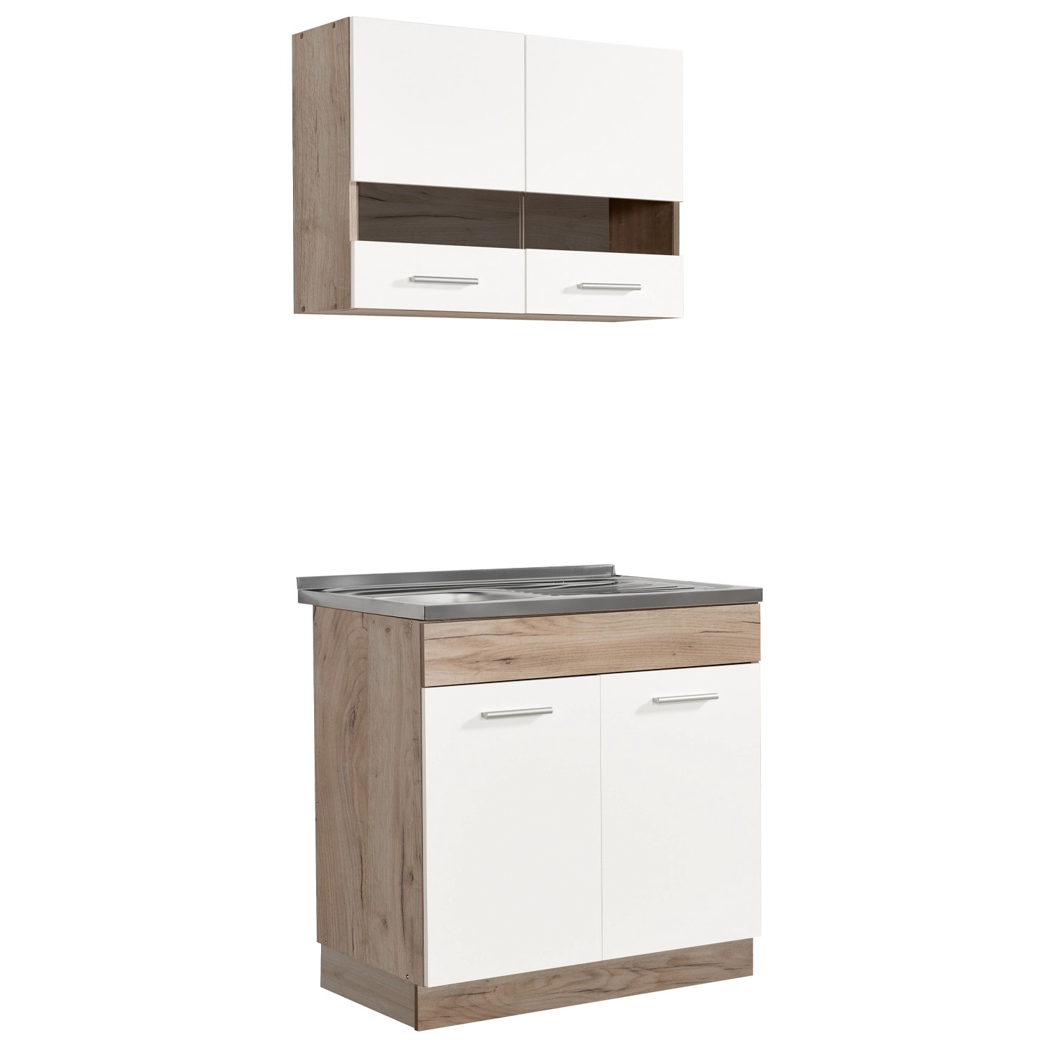 Homestyle4u Küchenzeile ohne Geräte 80x180x51 cm in Eiche Grau 2324 günstig online kaufen