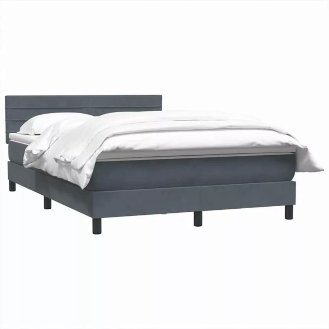 vidaXL Bett Boxspringbett mit Matratze Dunkelgrau 140x220 cm Samt günstig online kaufen