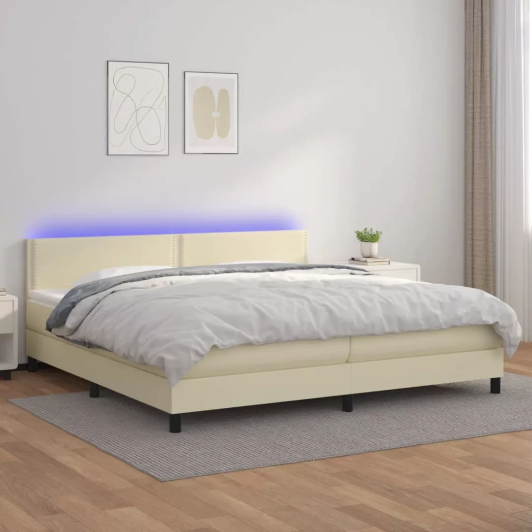 Vidaxl Boxspringbett Mit Matratze & Led Creme 200x200 Cm Kunstleder günstig online kaufen