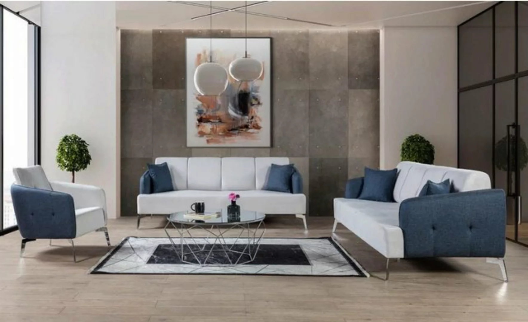 JVmoebel Sofa Luxus Sofagarnitur Couch Polster Set 331 Sitz Samt Textil 3tl günstig online kaufen