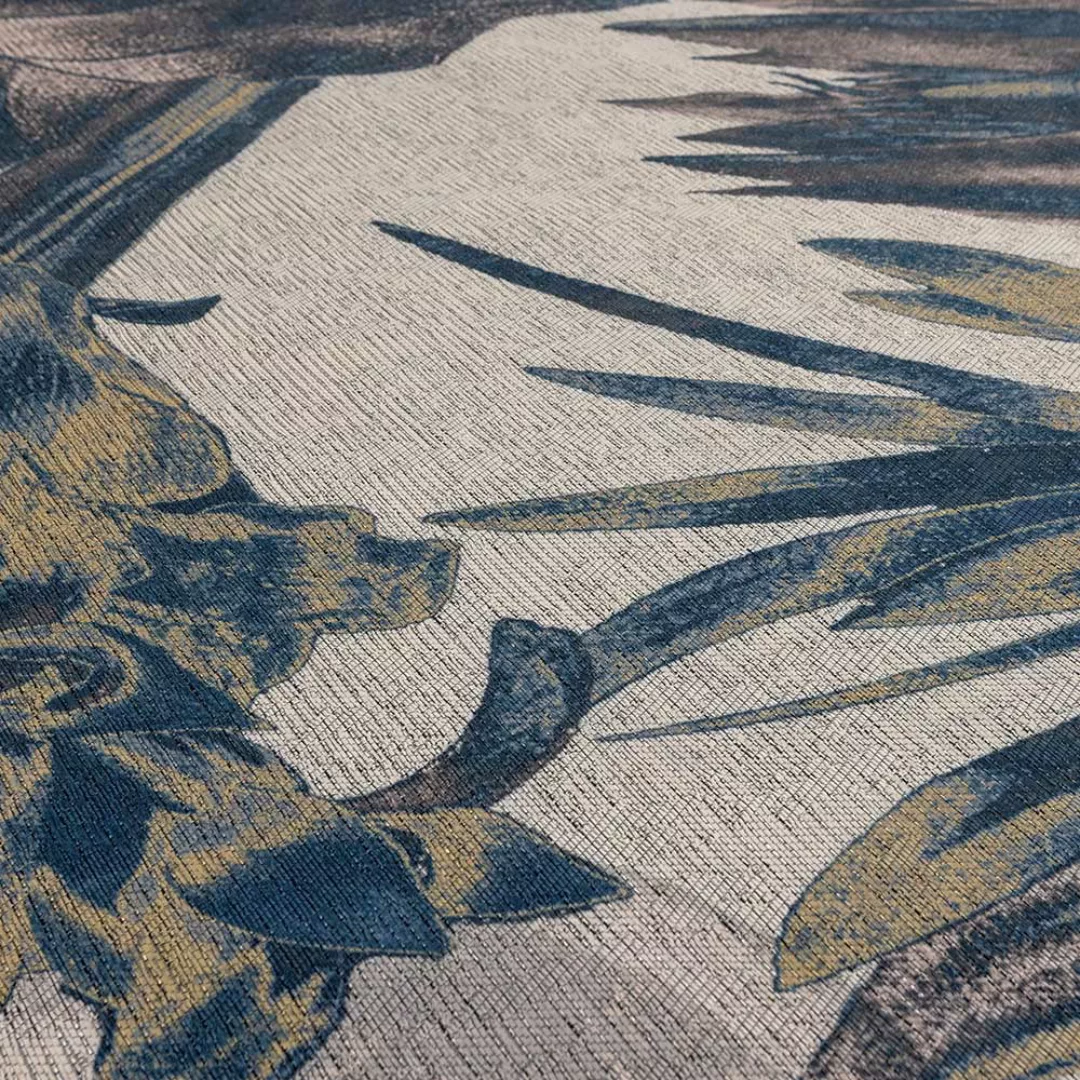 Runder Esszimmer Teppich im Japandi Design florales Motiv günstig online kaufen