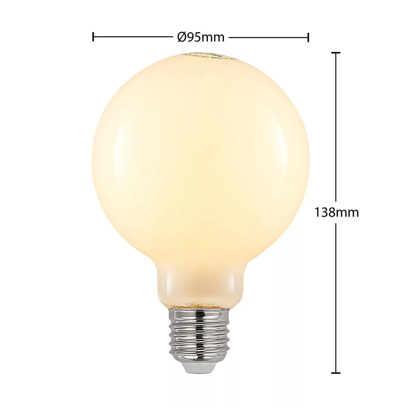 LED-Lampe E27 8W 2.700K G95 Globe, dimmbar, opal günstig online kaufen