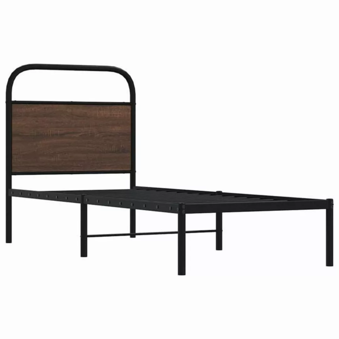 vidaXL Bett Bettgestell ohne Matratze 75x190 cm Braun Eichen-Optik günstig online kaufen