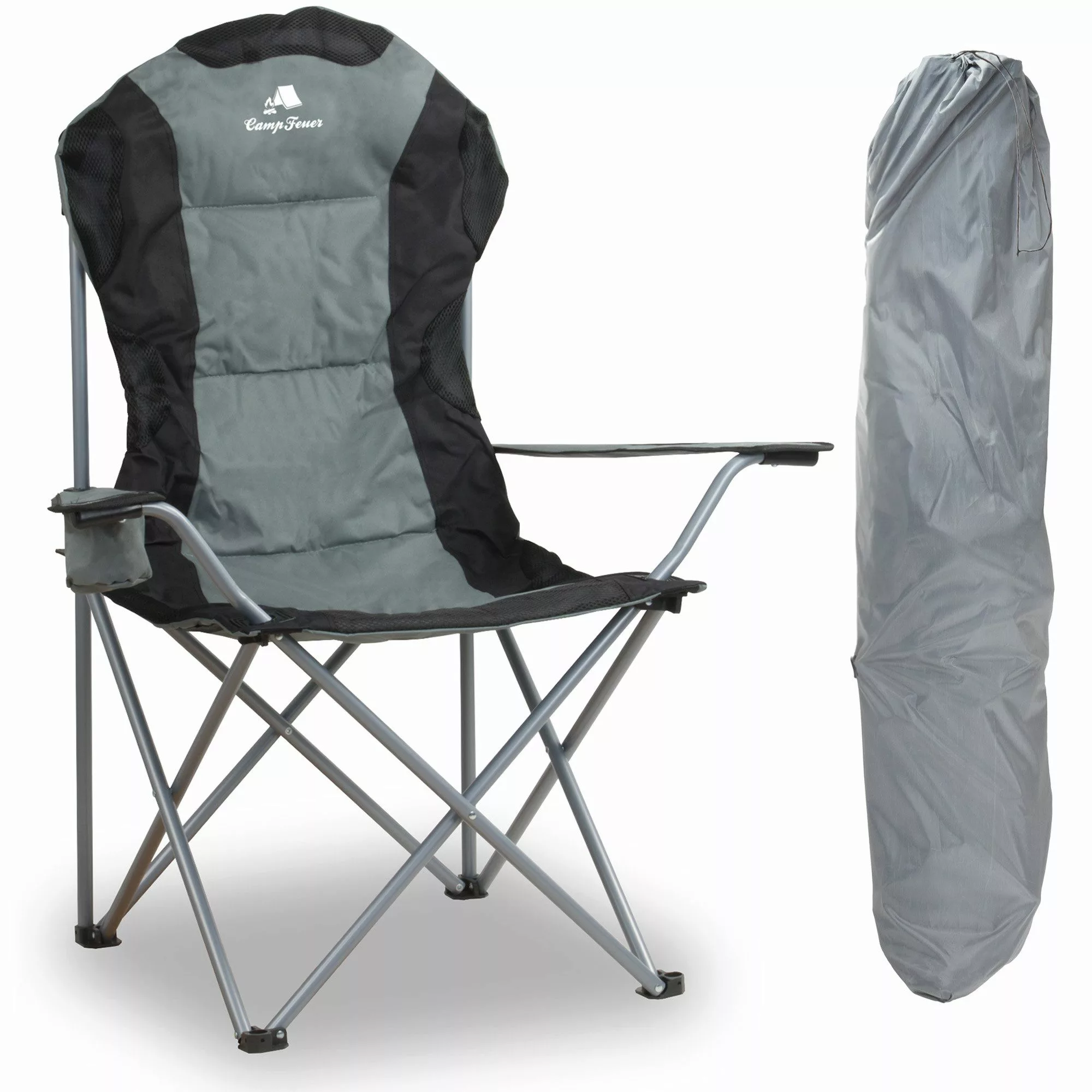 CampFeuer Faltstuhl Campingstuhl Faltbar, Grau, Anglerstuhl günstig online kaufen