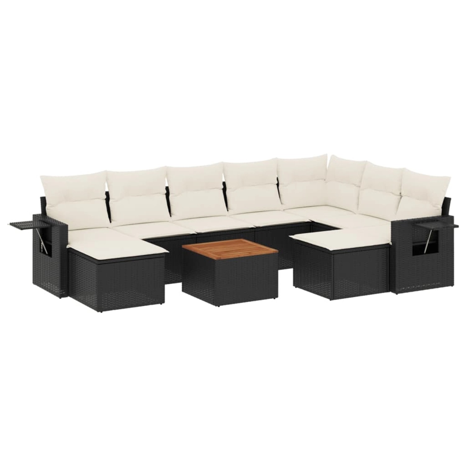 vidaXL 10-Tlg Garten-Sofagarnitur mit Kissen Schwarz Poly Rattan 3257176 günstig online kaufen