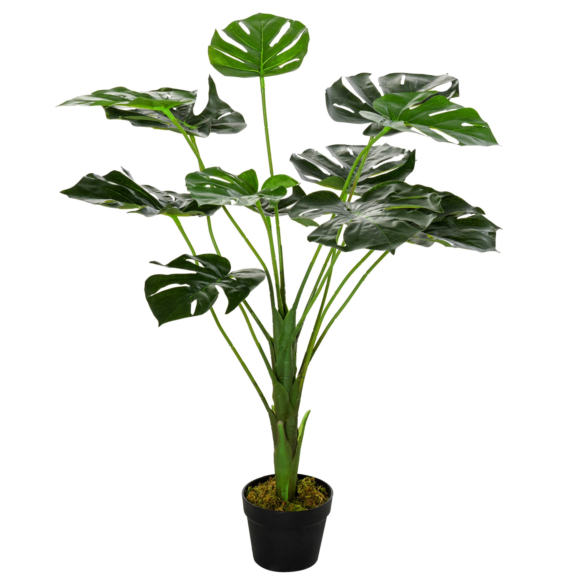 Outsunny Künstliche Monstera Pflanze mit 13 Blättern im Zementtopf, für Inn günstig online kaufen