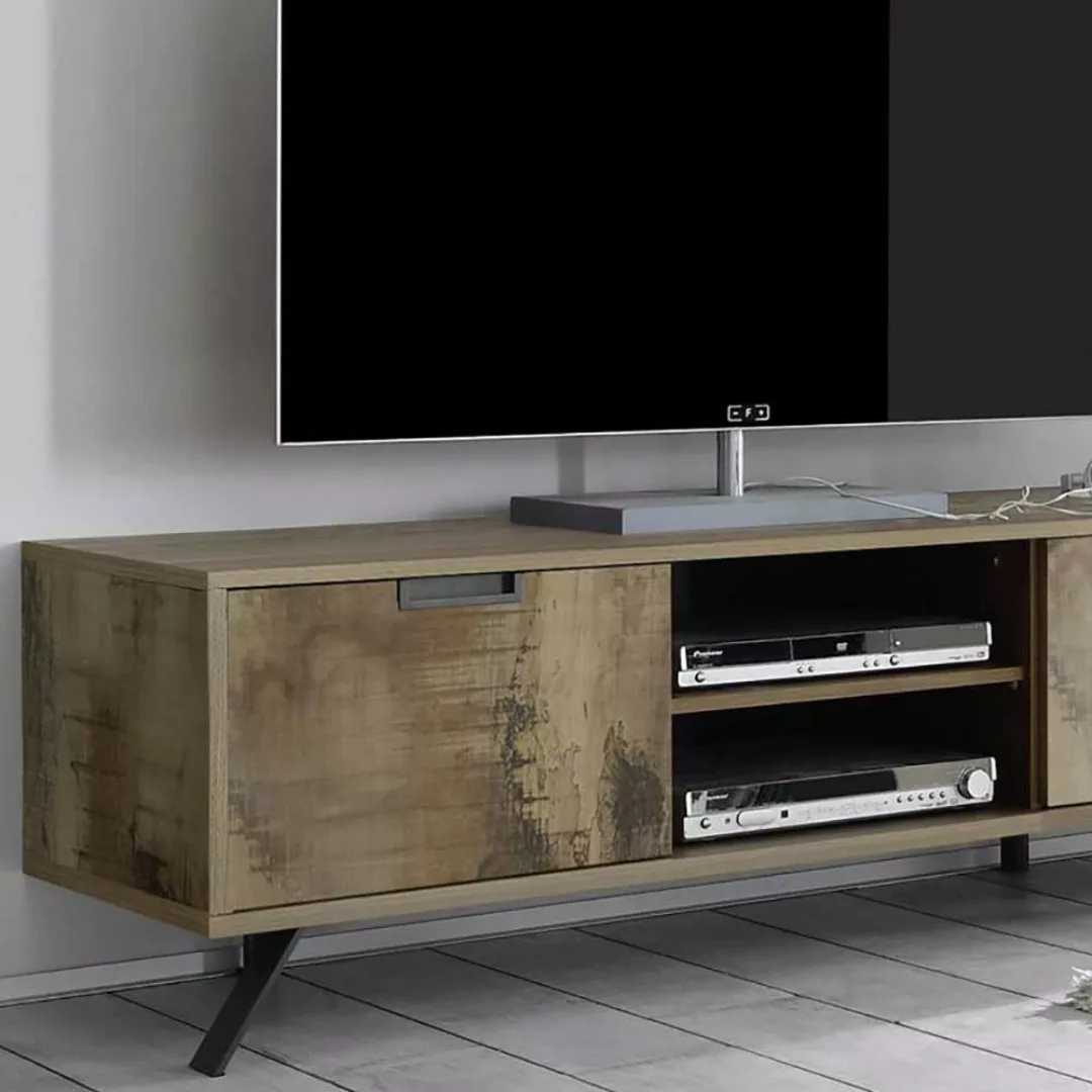 TV Lowboard im Industriedesign Altholz Optik und Anthrazit günstig online kaufen