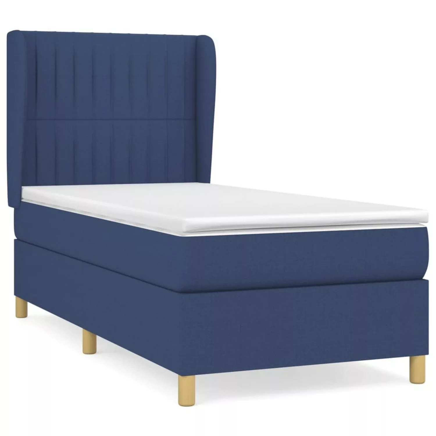 vidaXL Boxspringbett mit Matratze Blau 90x200 cm Stoff1372648 günstig online kaufen