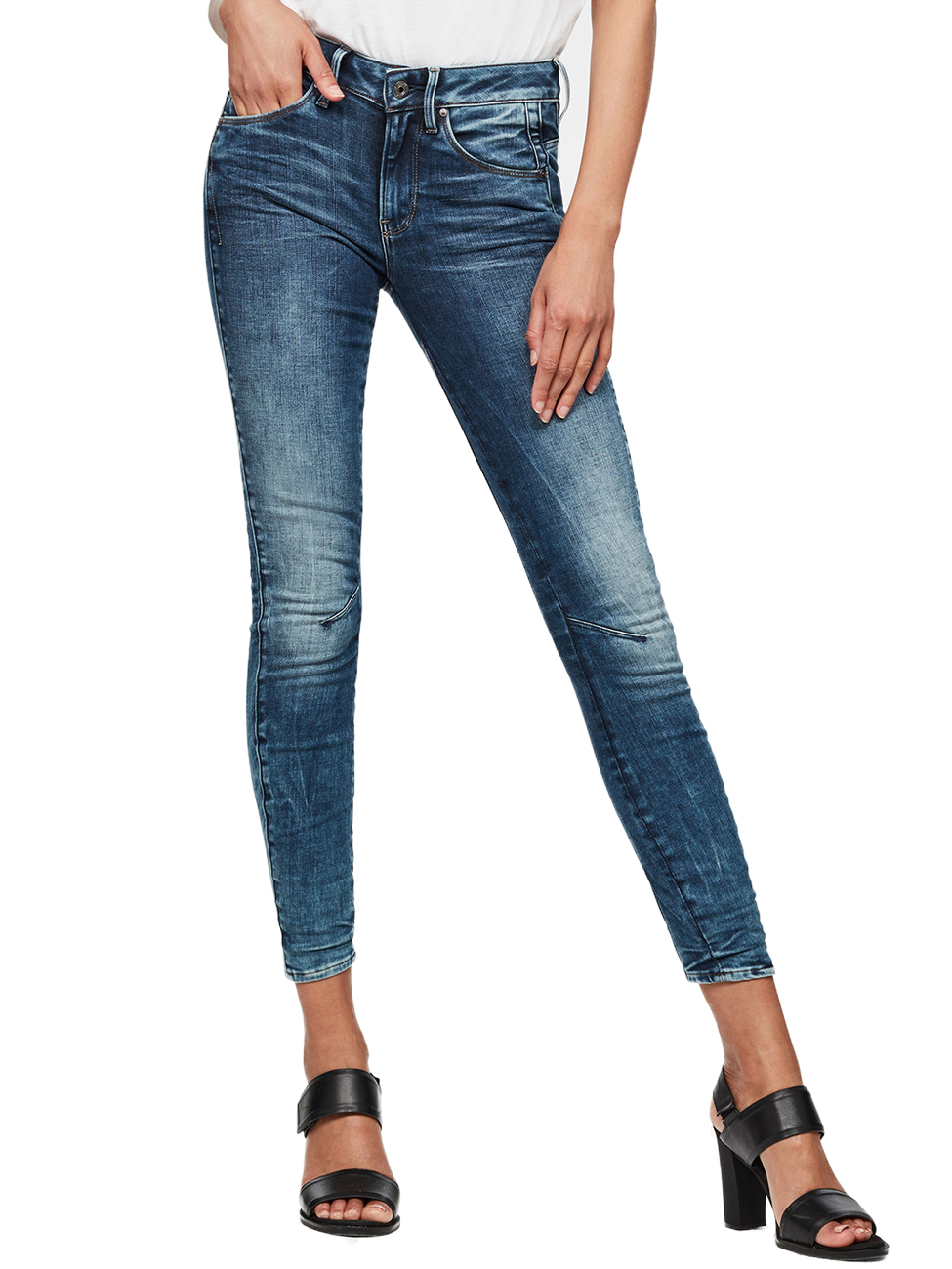 G-Star Damen Jeans ARC 3D Mid Waist Skinny Fit Blau Medium Aged günstig online kaufen