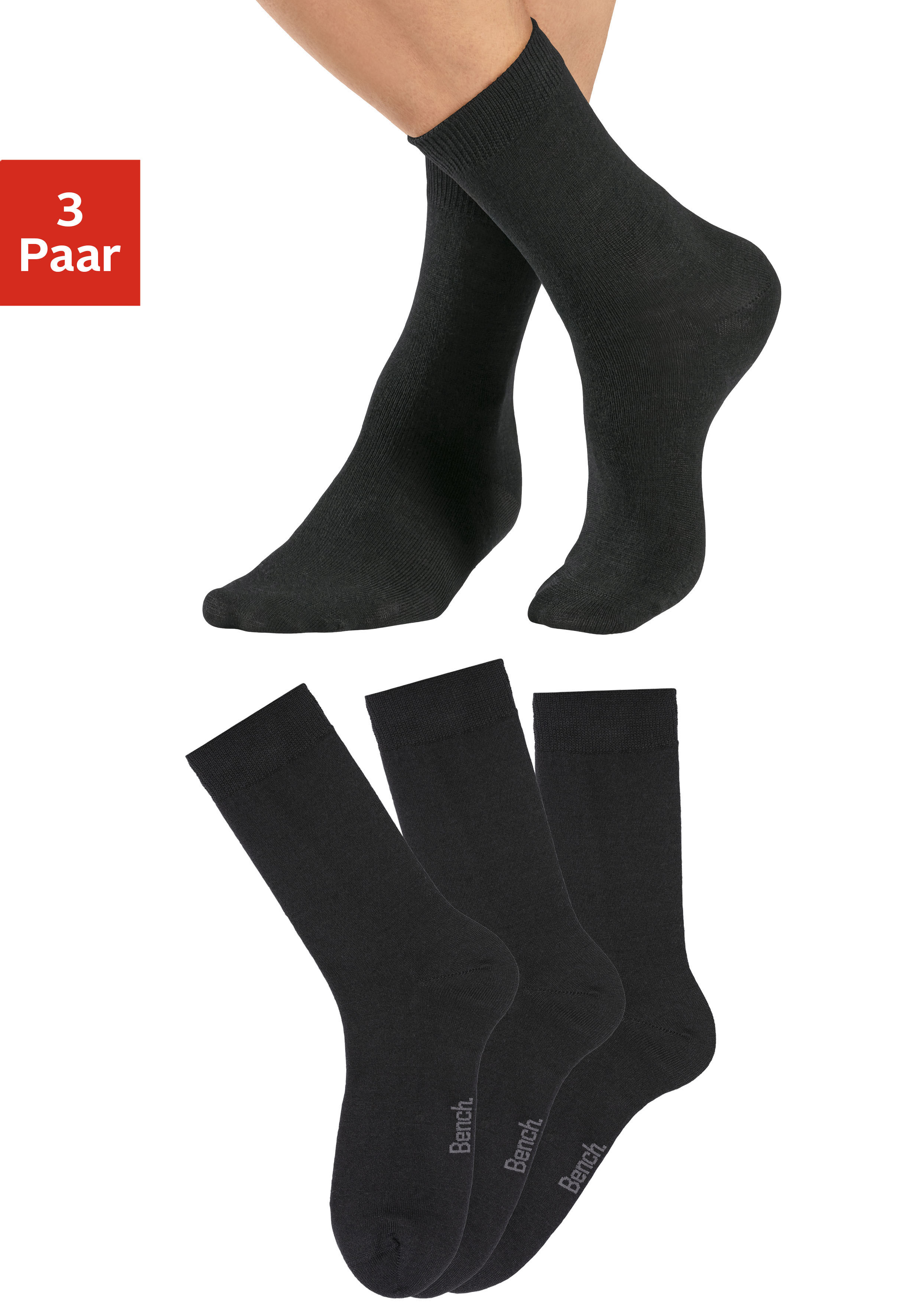 Bench. Socken, (Packung, 3 Paar), mit wärmender Wolle günstig online kaufen