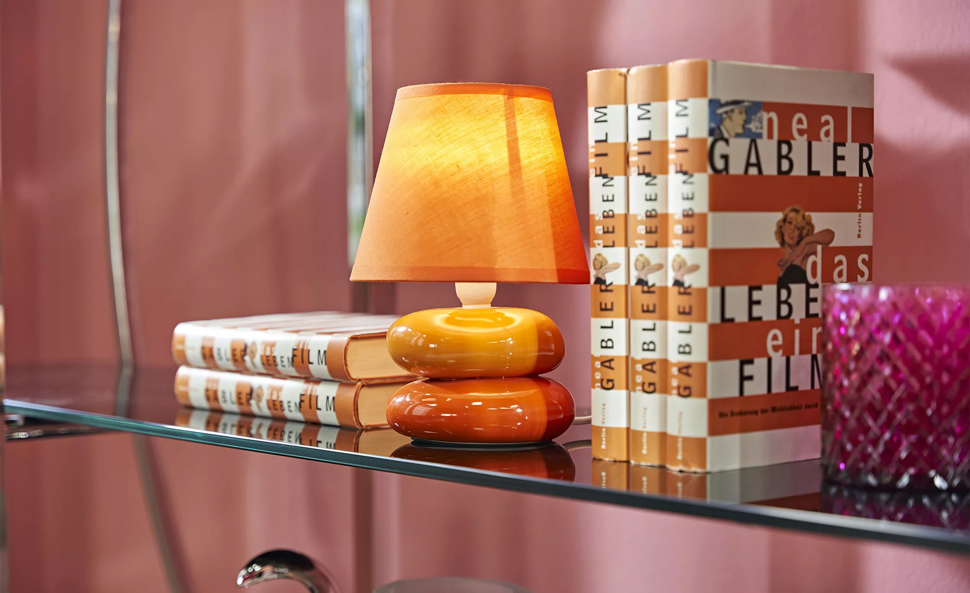 levelone Tischlampe orange m. Keramikfuß, Stoffschirm ¦ mehrfarbig ¦ Maße ( günstig online kaufen
