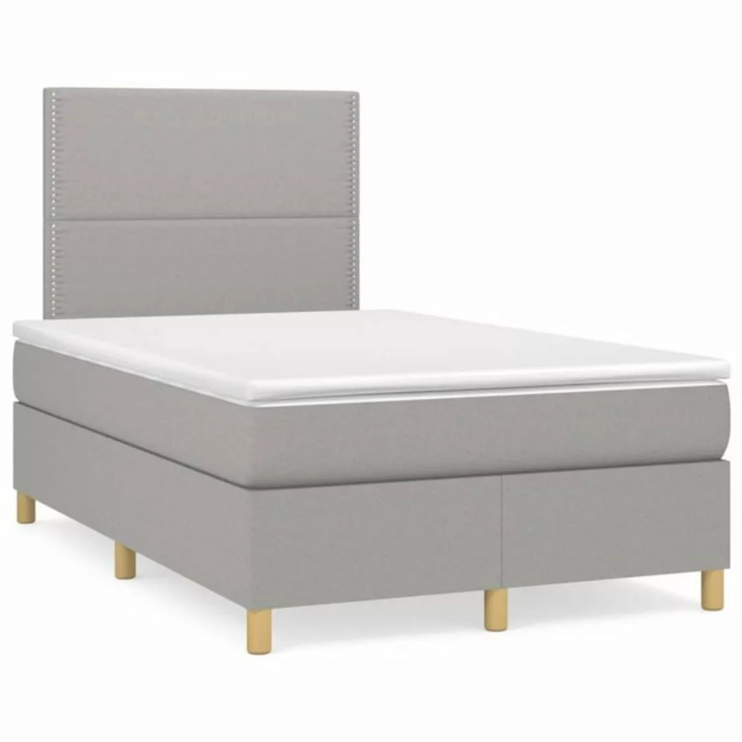 vidaXL Boxspringbett Boxspringbett mit Matratze Hellgrau 120x200 cm Stoff B günstig online kaufen