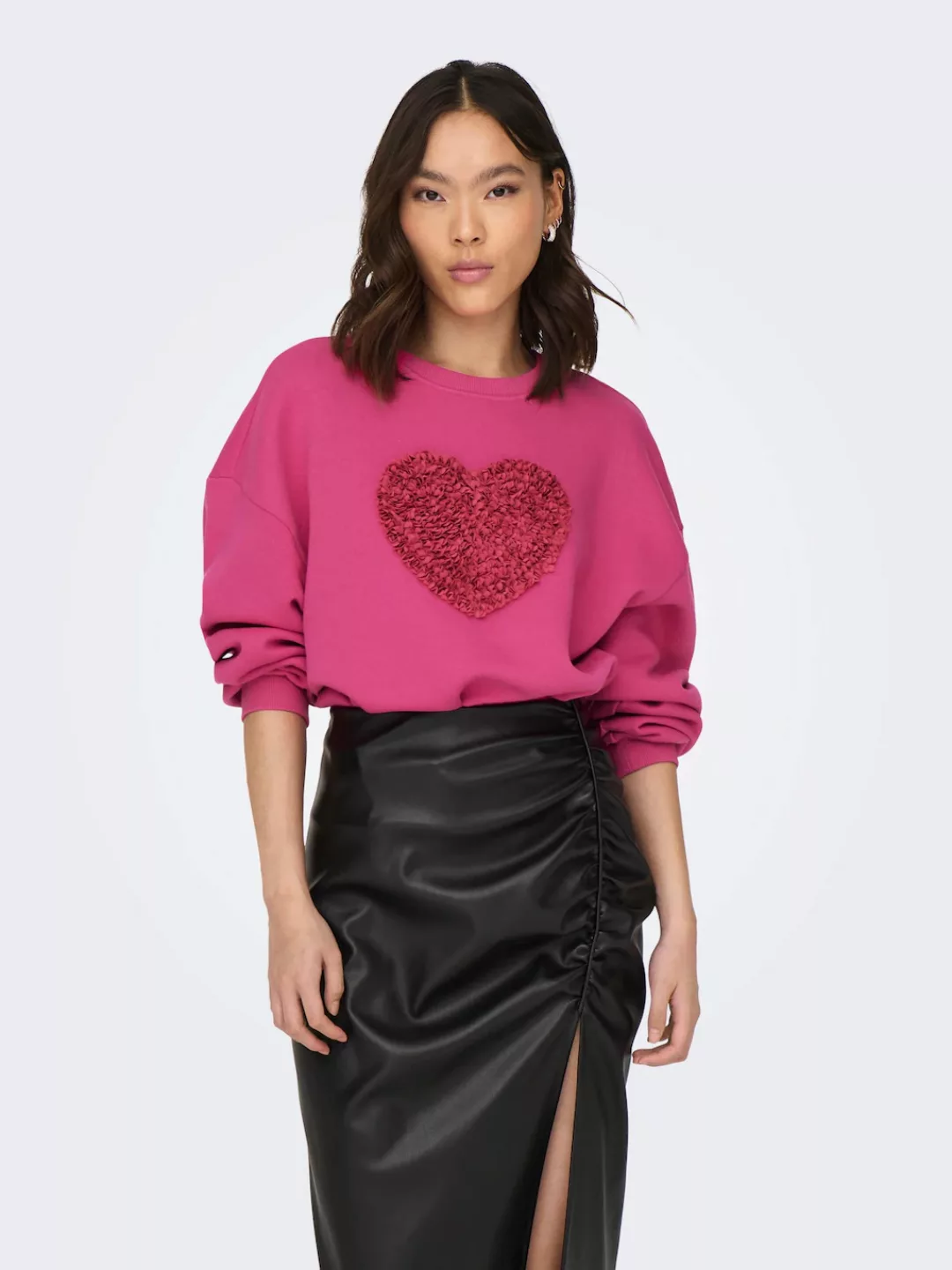 ONLY Sweater "ONLKIARA L/S HEART O-NECK BOX SWT" günstig online kaufen