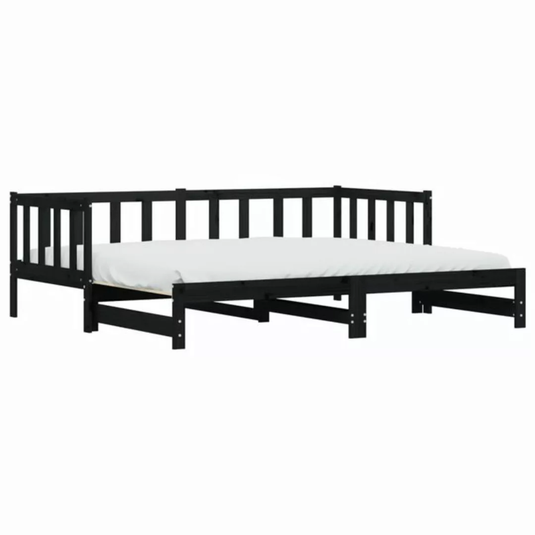 furnicato Bett Tagesbett Ausziehbar Schwarz 90x200 cm Massivholz Kiefer günstig online kaufen