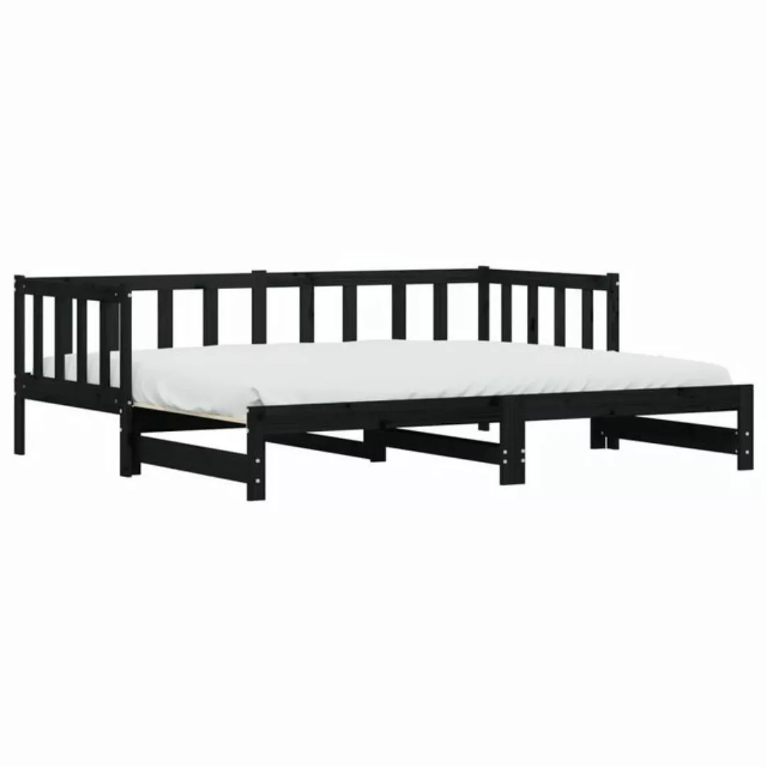 vidaXL Bettgestell Gästebett Tagesbett Ausziehbar Schwarz 90x200 cm Massivh günstig online kaufen