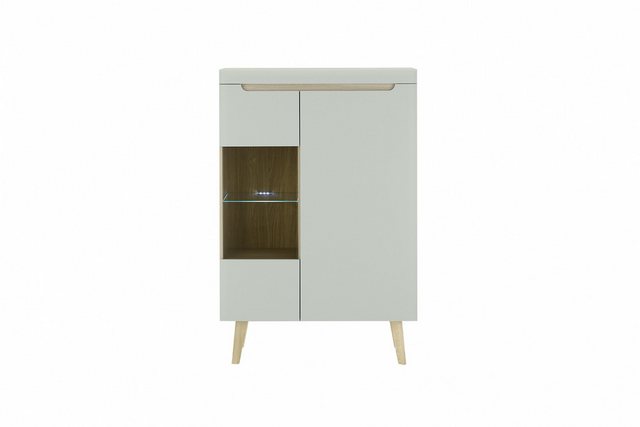 Beauty.Scouts Vitrine "Lumira" in Scandi Oak Dekor/Pistaccio Matt, 90/ 134/ günstig online kaufen