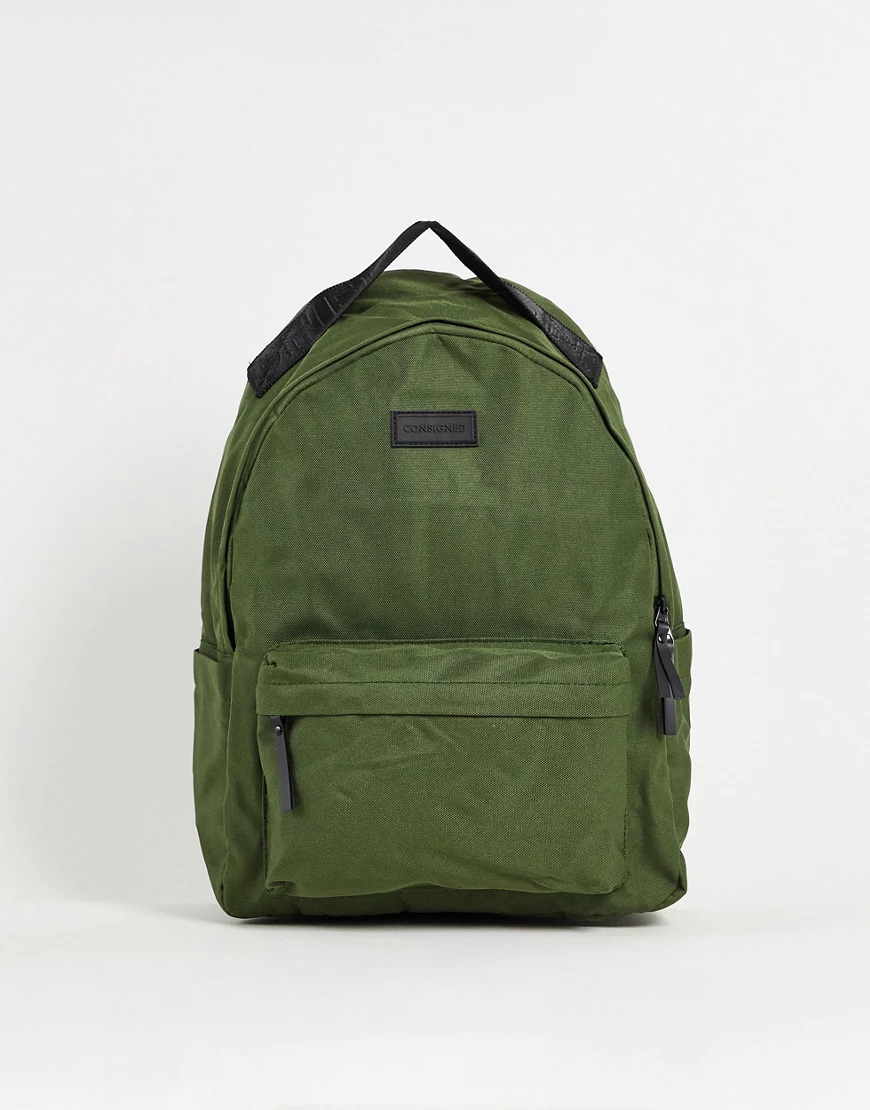 Consigned – Rucksack aus Nylon in Khaki-Grün günstig online kaufen