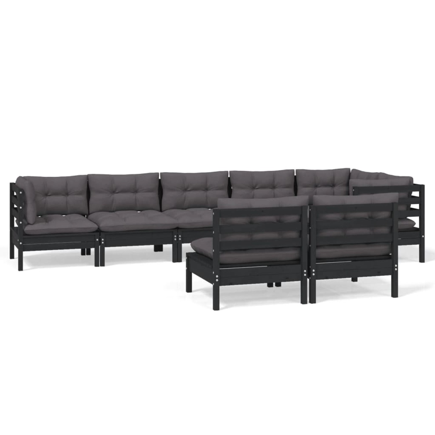 vidaXL 8-tlg Garten-Lounge-Set mit Kissen Schwarz Massivholz Kiefer Modell günstig online kaufen