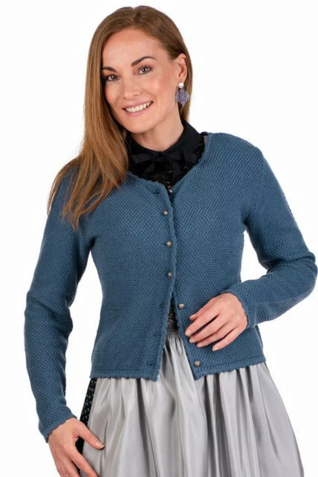 MarJo Trachtenjacke Trachten Strickjacke - VILSECK - denim, mahagoni günstig online kaufen