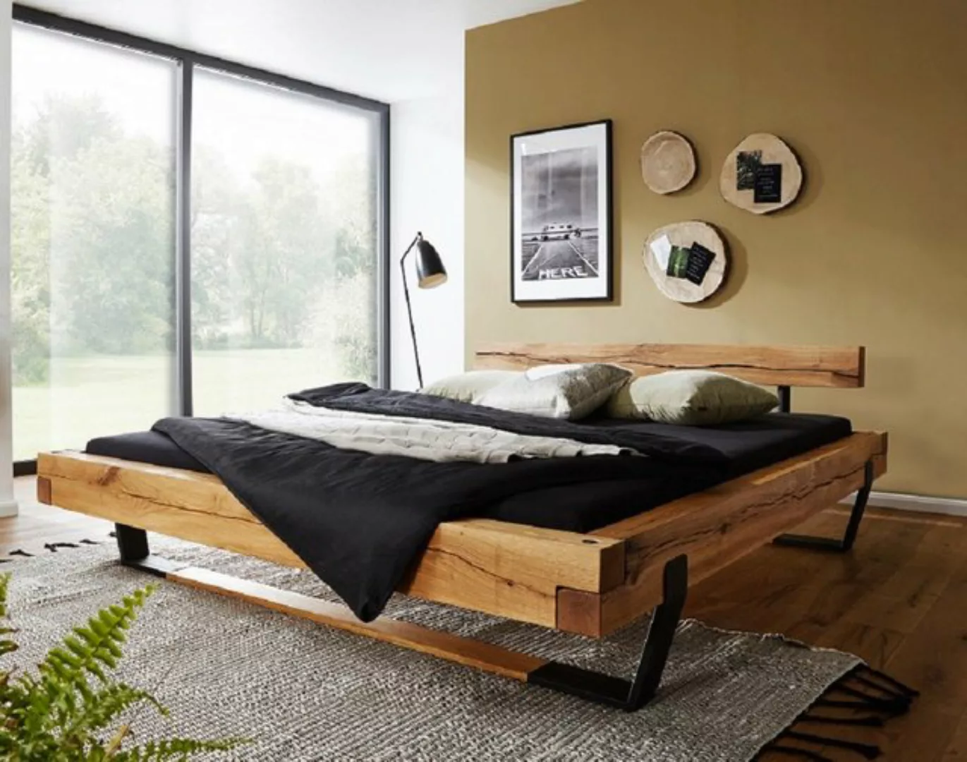Main Möbel Massivholzbett Main Möbel Doppelbett 'Tom' 200x200cm Wildeiche g günstig online kaufen