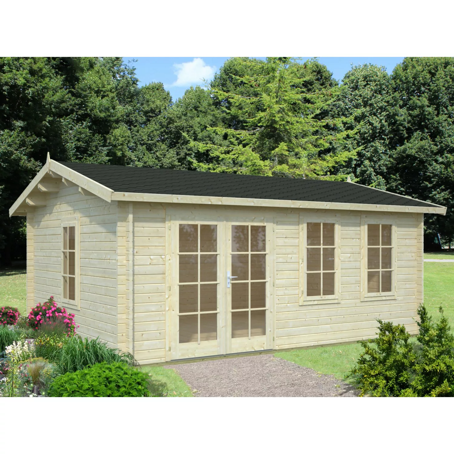 Palmako Iris Holz-Gartenhaus Natur Satteldach Unbehandelt 510 cm x 390 cm günstig online kaufen