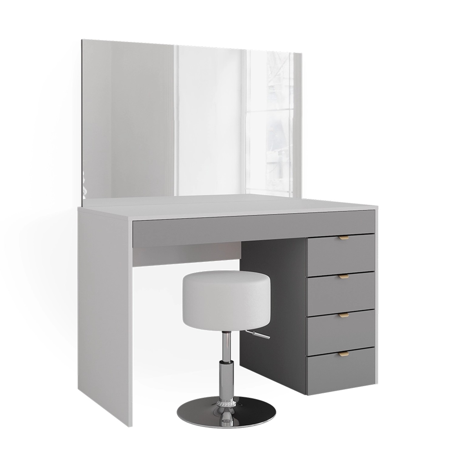 Vicco Schminktisch Elise Weiß/Grau/Grau/Grau 115 cm mit Hocker günstig online kaufen