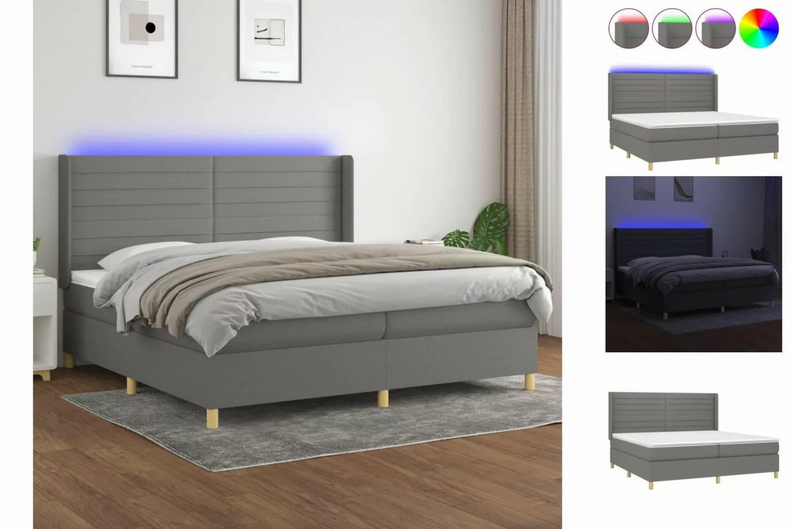 vidaXL Boxspringbett Bett Boxspringbett mit Matratze und LED Stoff (200 x 2 günstig online kaufen