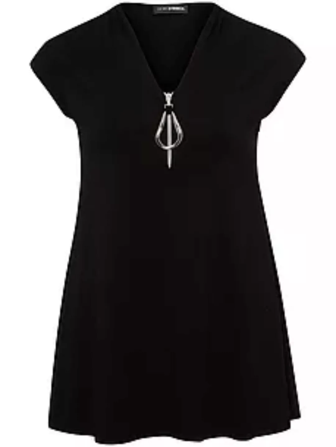 Long-Shirt tiefem V-Ausschnitt Doris Streich schwarz günstig online kaufen