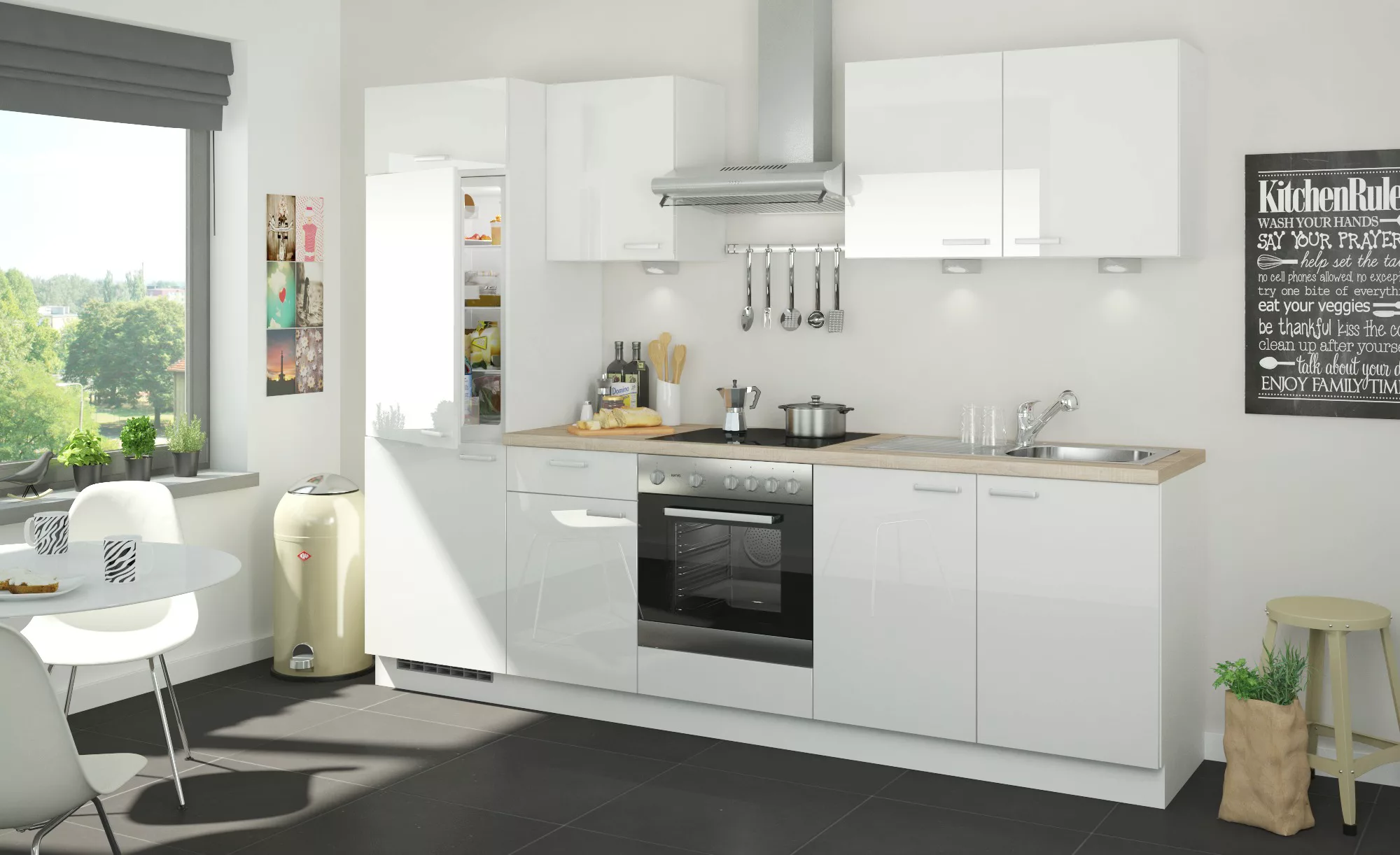 Küchenzeile mit Elektrogeräten  Aachen ¦ weiß ¦ Maße (cm): B: 270 Küchen-on günstig online kaufen