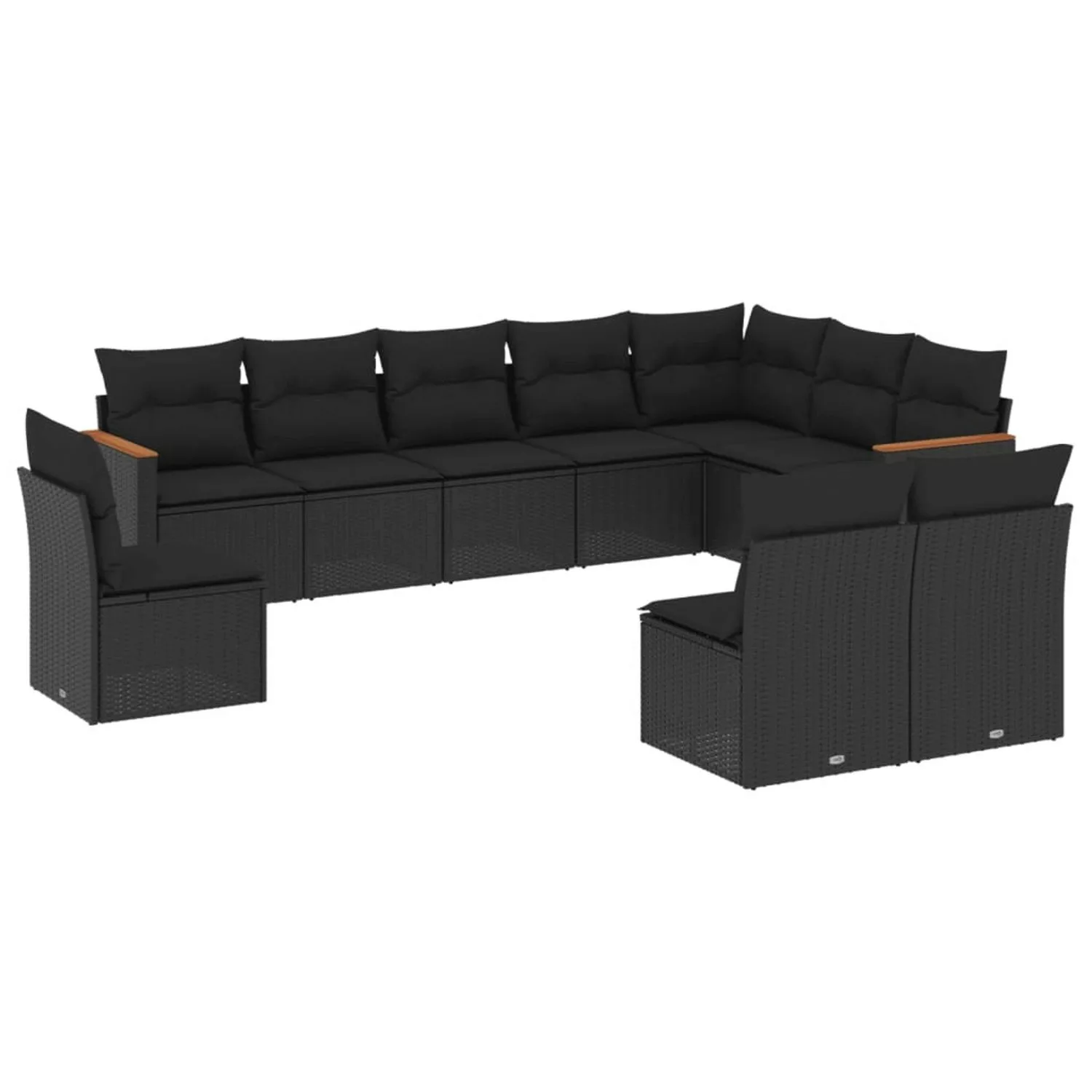 vidaXL 10-tlg Garten-Sofagarnitur mit Kissen Schwarz Poly Rattan Modell 103 günstig online kaufen