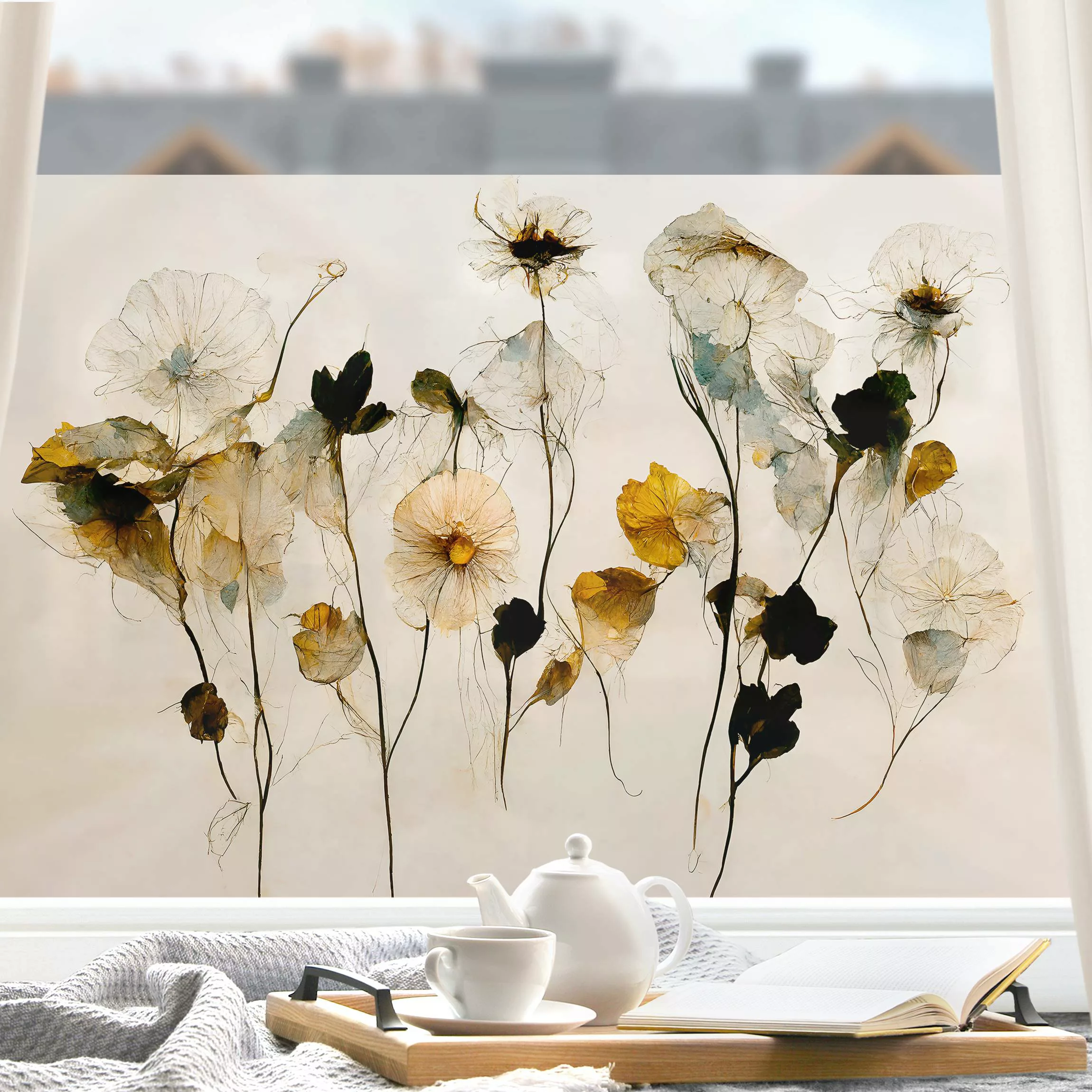 Fensterfolie Warme Blüten günstig online kaufen