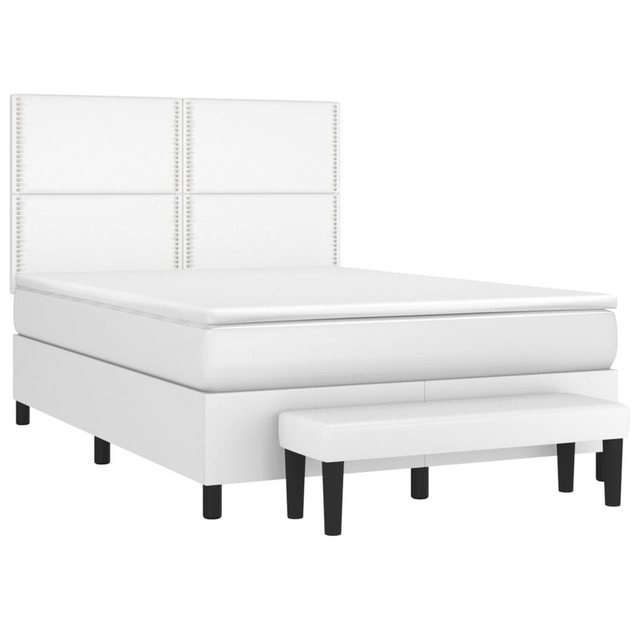 vidaXL Bett Boxspringbett mit Matratze Weiß 140x200 cm Kunstleder günstig online kaufen