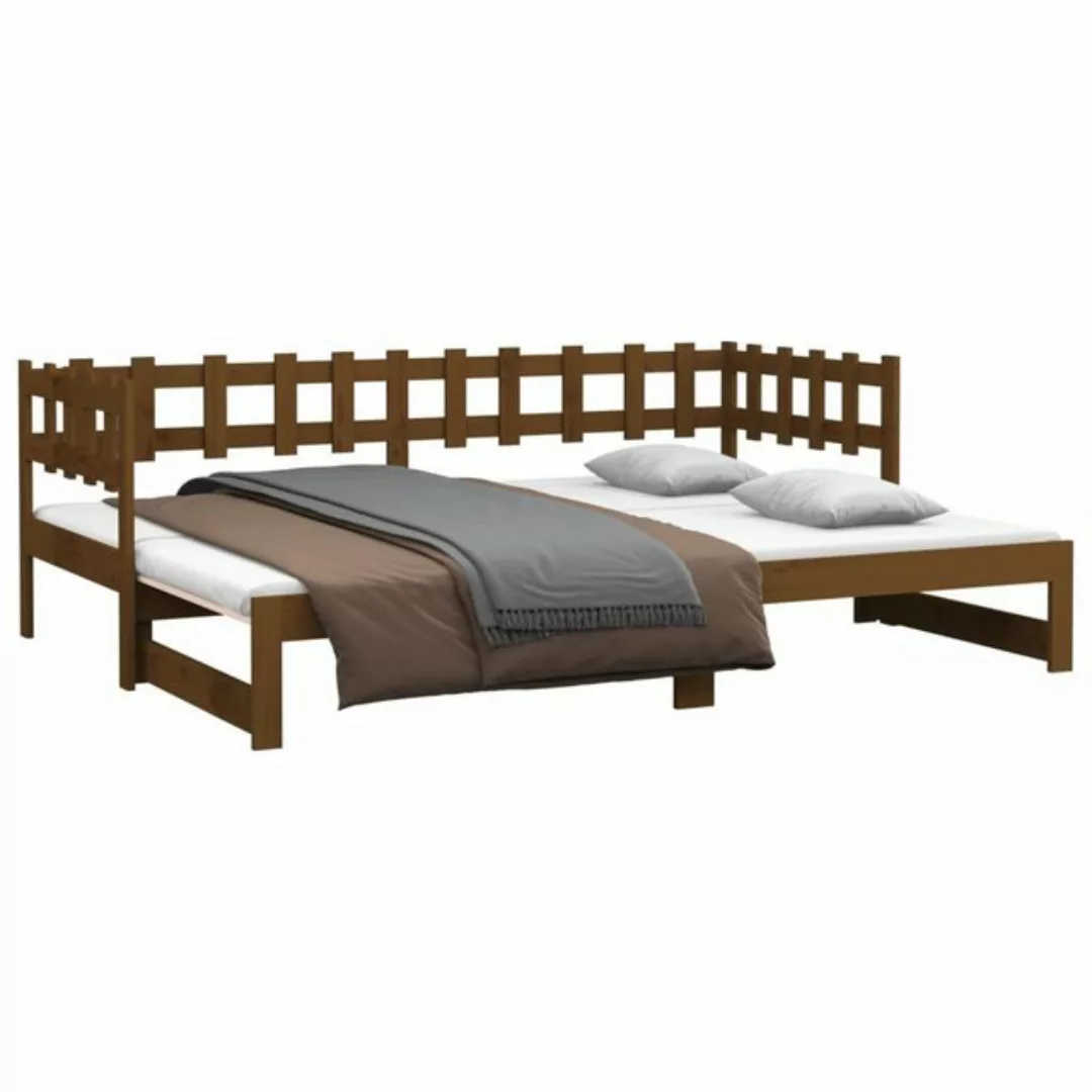 vidaXL Bett Tagesbett Ausziehbar Honigbraun 2x(80x200) cm Massivholz Kiefer günstig online kaufen