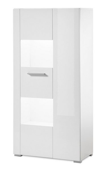 Furn.Design Standvitrine Crucero (Midi-Schrank in weiß, 58 x 123 cm) Hochgl günstig online kaufen