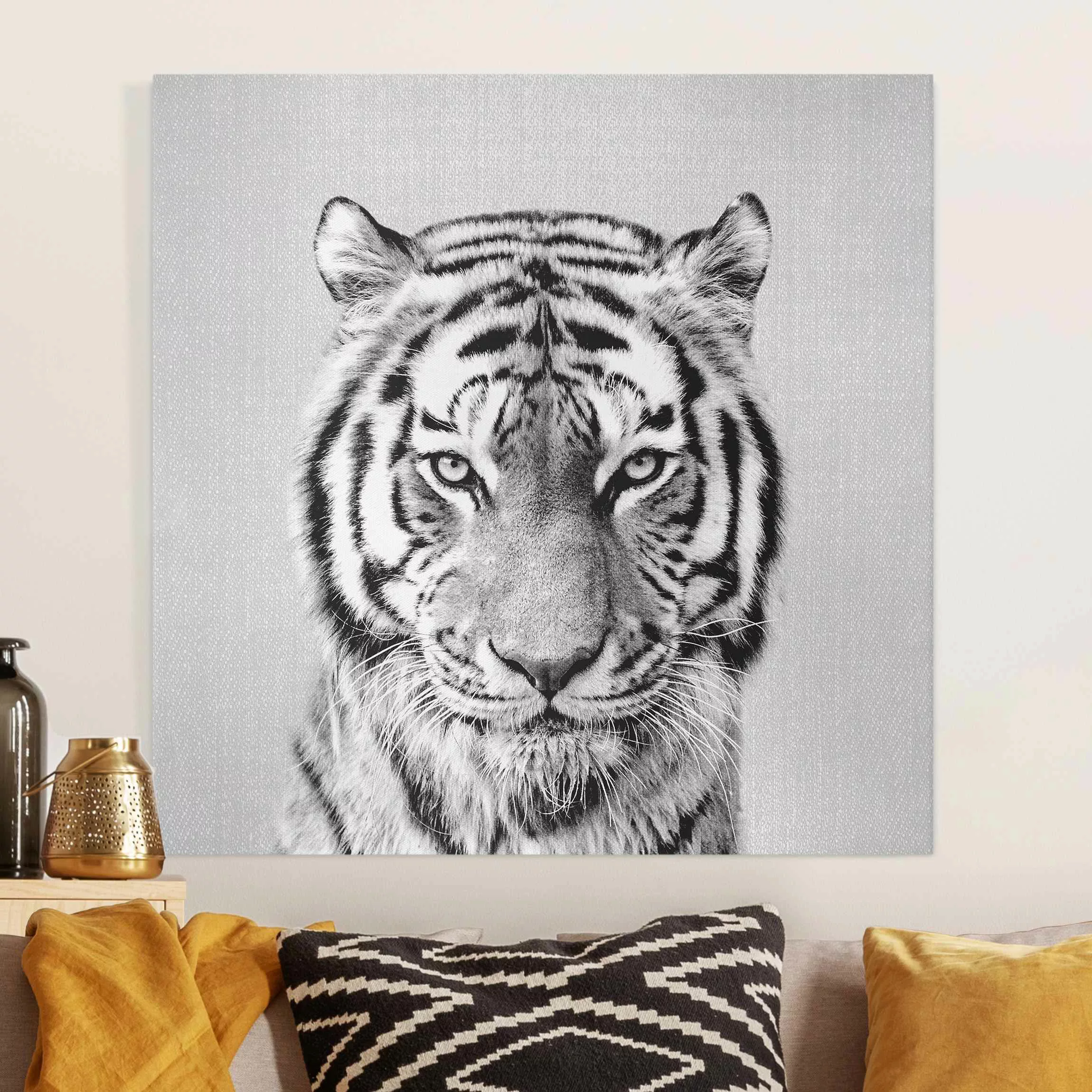 Leinwandbild Tiger Tiago Schwarz Weiß günstig online kaufen