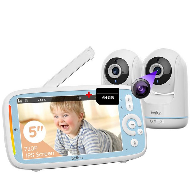 Boifun Babyphone 5" Babyphone mit 2 Kamera Temperaturüberwachung Wiegenlied günstig online kaufen