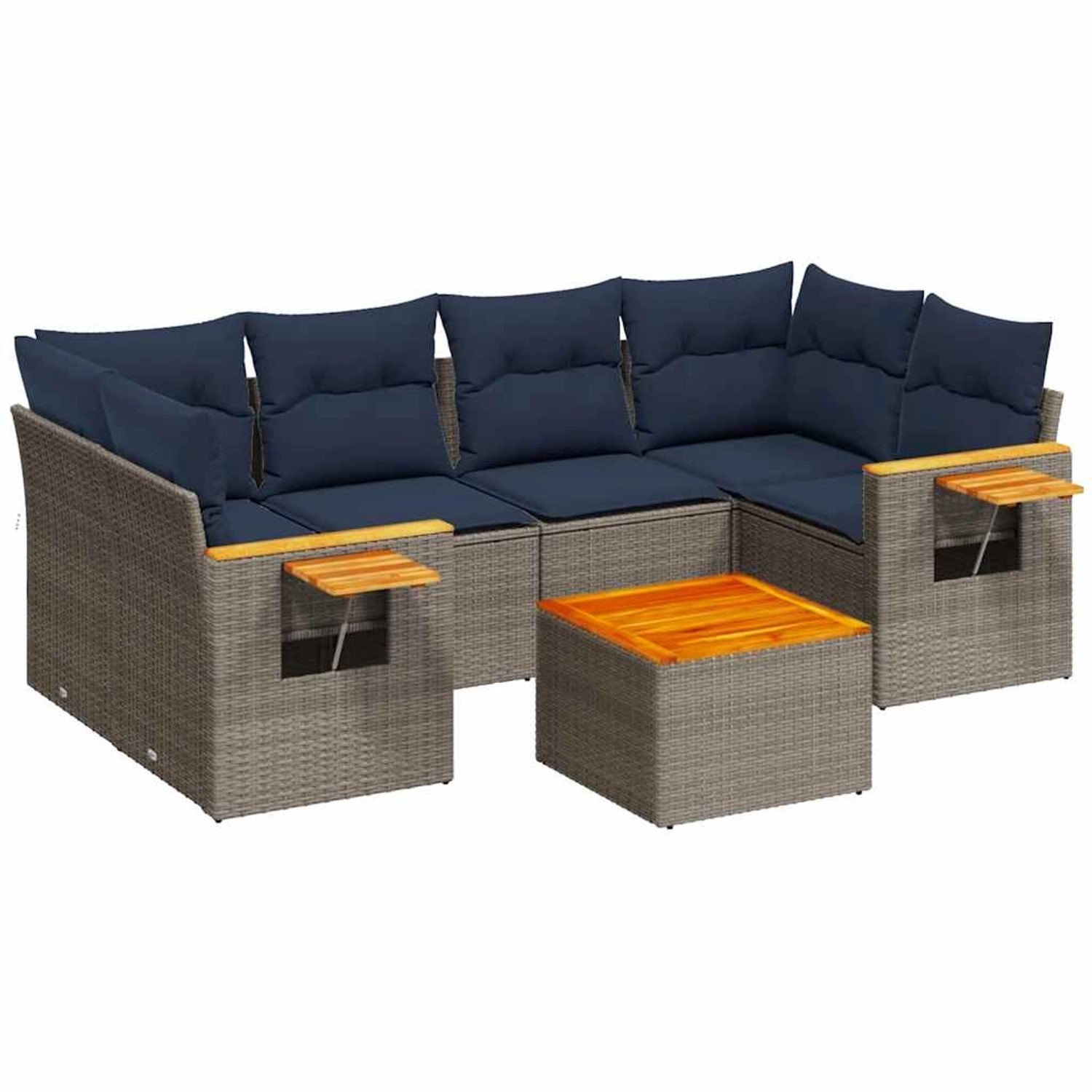 vidaXL 7-Tlg Garten-Sofagarnitur mit Kissen Grau Poly Rattan 3226642 günstig online kaufen