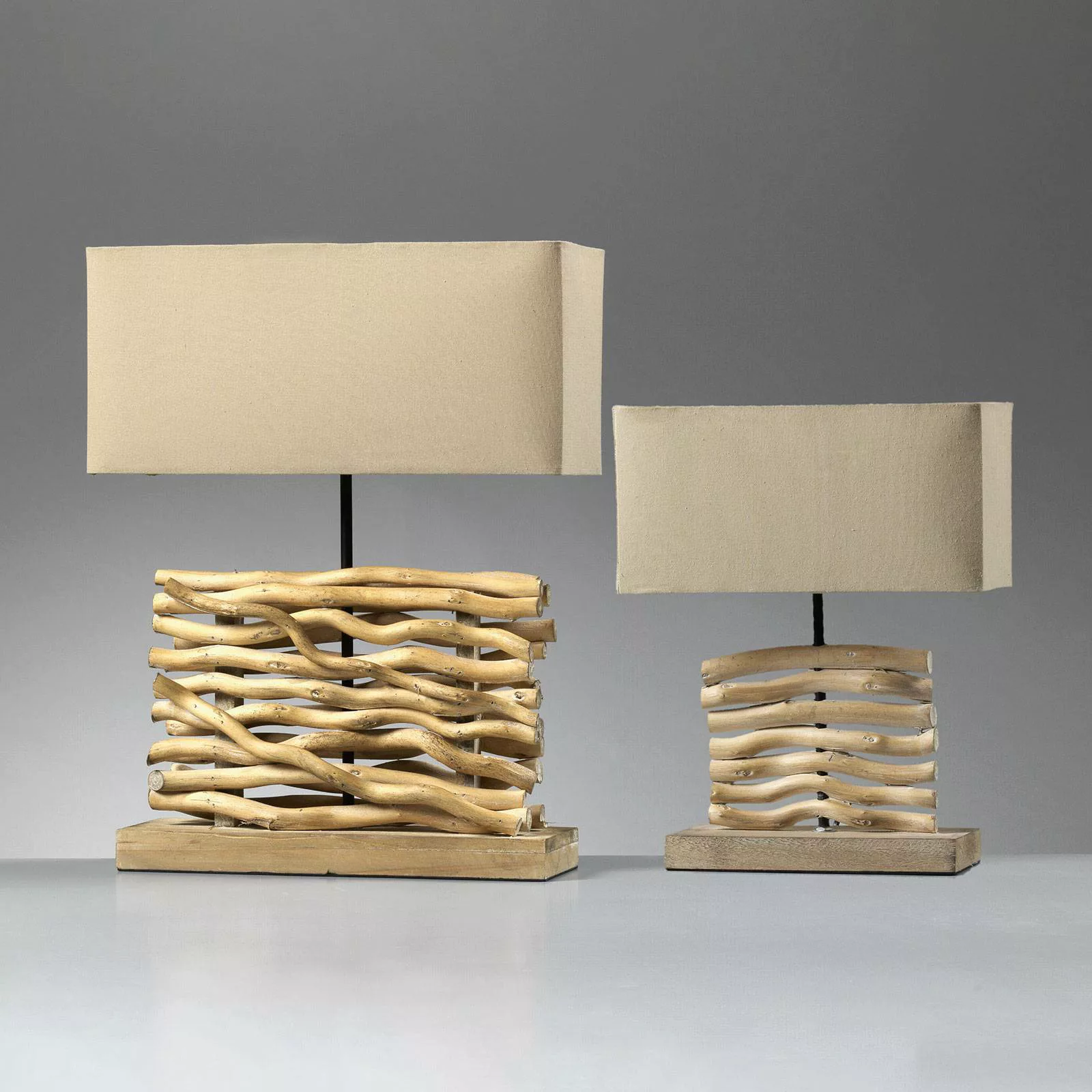 Tischlampe Marica, Stoffschirm und Holz, Höhe 50cm günstig online kaufen